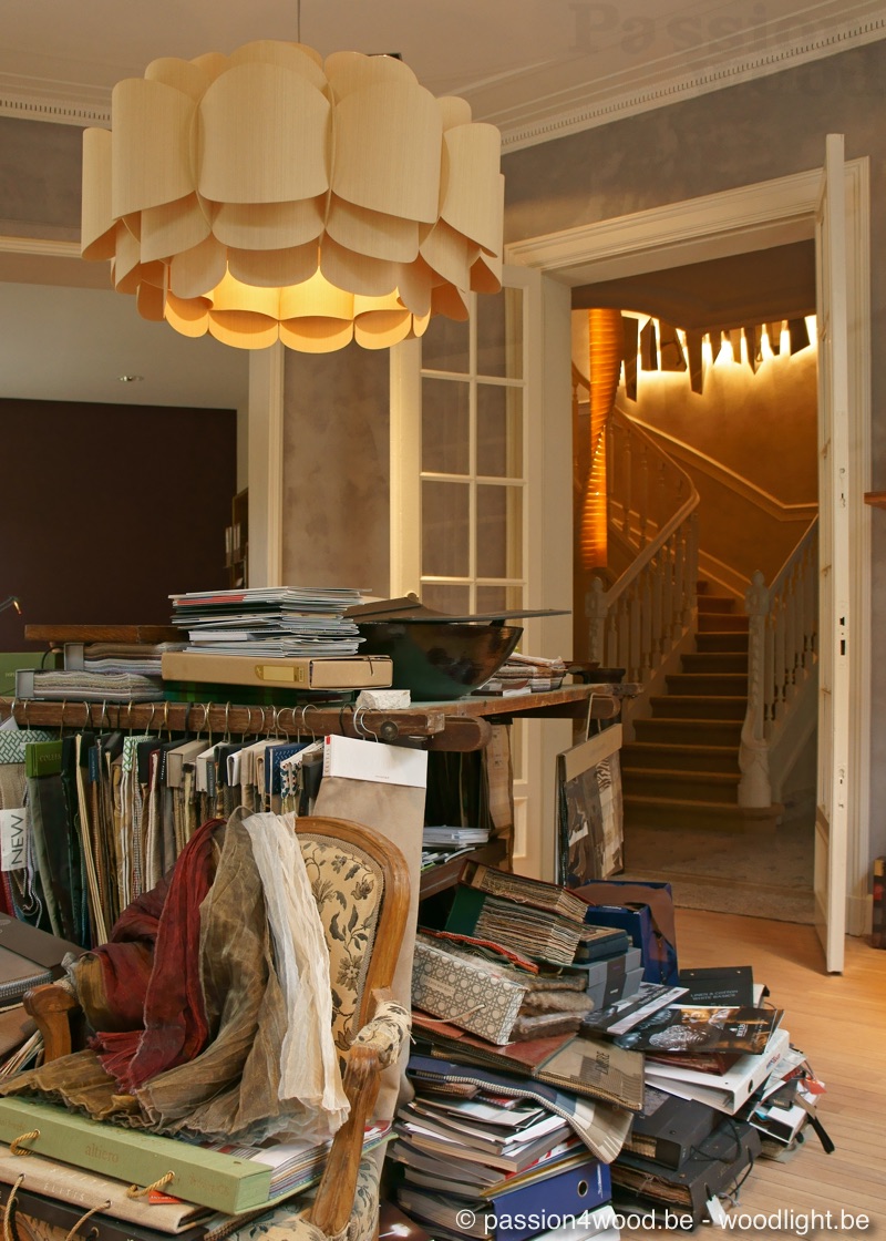 hanging lamp in ash wood Bella and Helix lamp